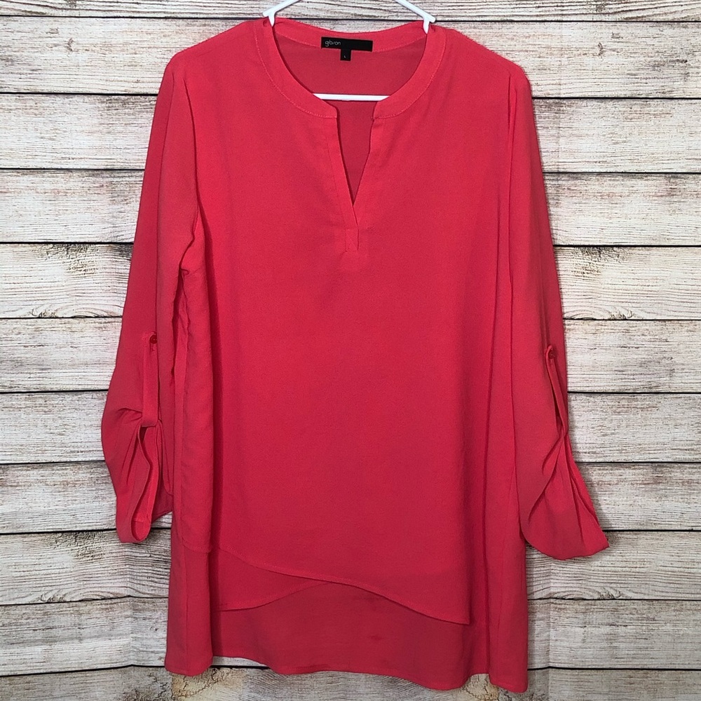 Gibson Coral Asymmetrical Tunic Blouse